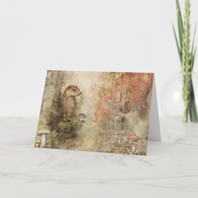 Tarjeta Artsy Animales de Bosque Vida Silvestre Nutria Tar (Anverso)