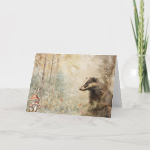 Tarjeta Artsy animales del bosque vida silvestre tejón sal