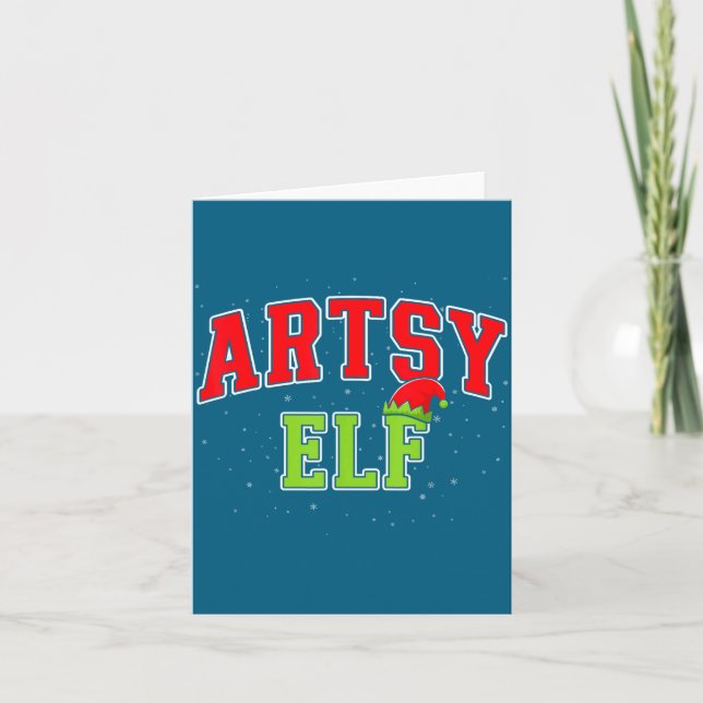 Tarjeta Artsy Elf Christmas Family Matching Group Xmas Act (Anverso)