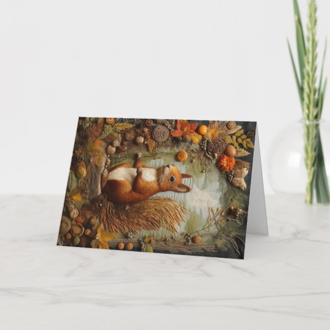 Tarjeta Artsy Woodland Animals Wildlife Squirrel Greeting (Anverso)