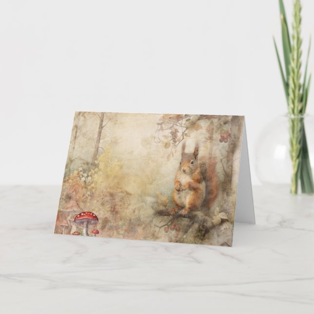 Tarjeta Artsy Woodland Animals Wildlife Squirrel Greeting (Anverso)