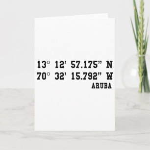 Tarjeta Aru Coordinates Diseño Vacaciones de Verano Caribe