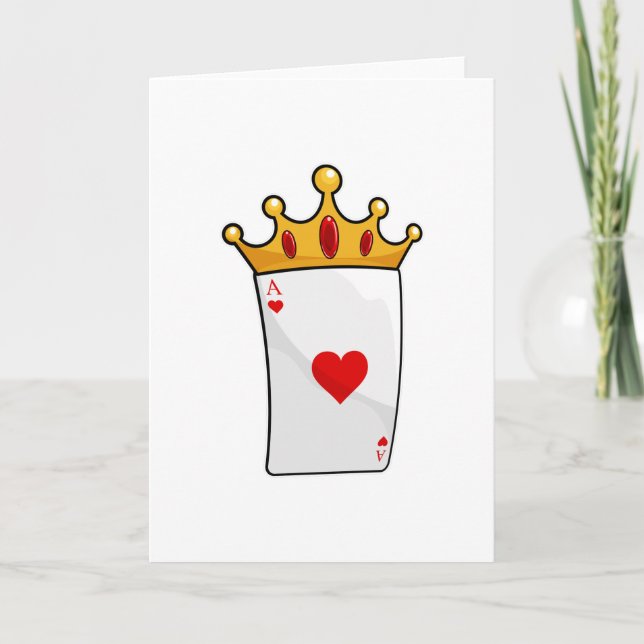 Tarjeta As de Corazones con Corona de Reina (Anverso)