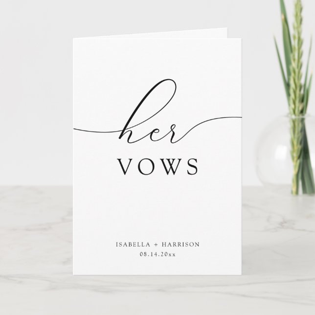 Tarjeta ASHER Elegant Calligraphy su Boda Vows Card (Anverso)