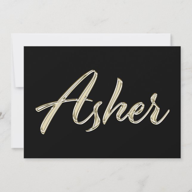 Tarjeta Asher Name white gold Handwriting Karte (Anverso)