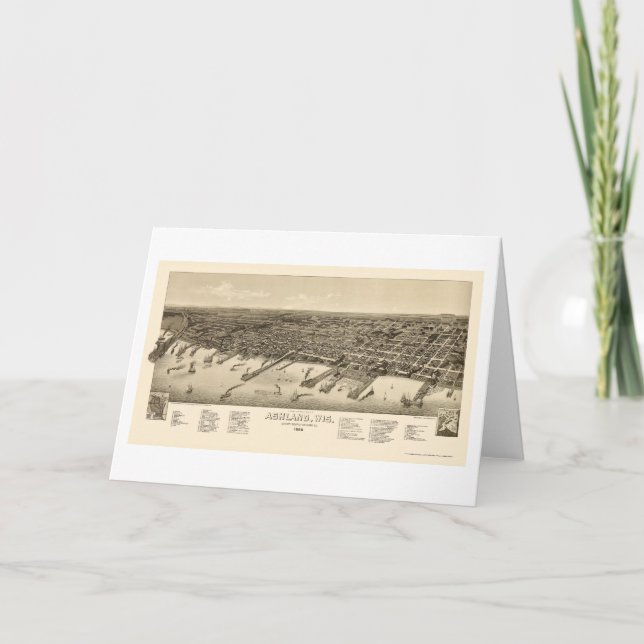 Tarjeta Ashland, mapa panorámico de los WI - 1886 (Anverso)
