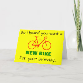 Tarjeta "Así que escuché que quieres una NUEVA BICICLETA p