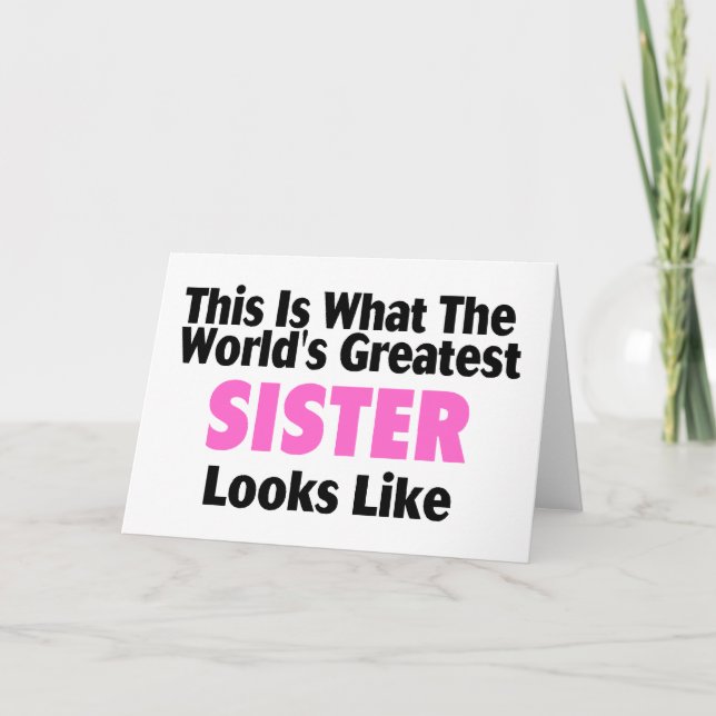 Tarjeta Así se ve la hermana más grande del mundo (Anverso)