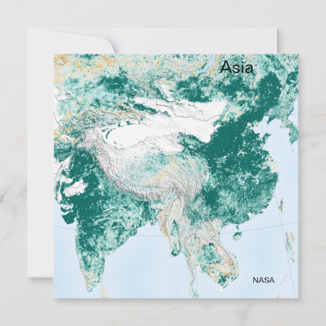 Tarjeta Asia desde el espacio, imagen satelital de la NASA (Anverso)