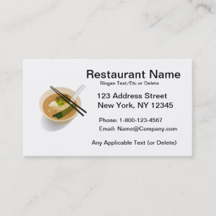 Tarjeta asiática de encargo del restaurante