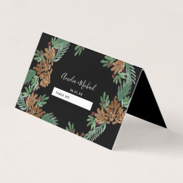 Tarjeta Asientos de boda de piñas de acuarela de Navidad