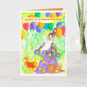 Tarjeta Asistente de cumpleaños feliz mágico
