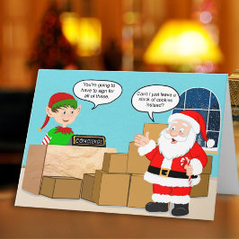 Tarjeta Asistente de Entrega de Santa Humor Navideño