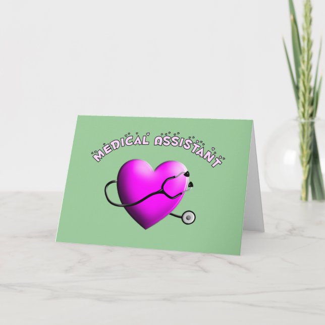Tarjeta Asistente médico Regalos de diseño de CORAZÓN PINK (Anverso)