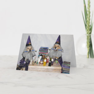 Tarjeta Asistentes de Halloween de Golden Retriever