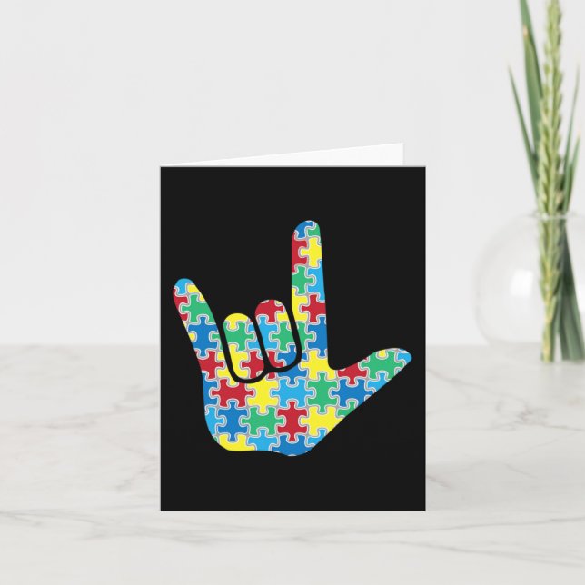 Tarjeta ASL Amor Rótulo Autismo Conciencia (Anverso)