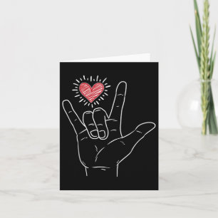 Tarjeta Asl Corazón Te Amo Signo de Mano Lenguaje de Señas