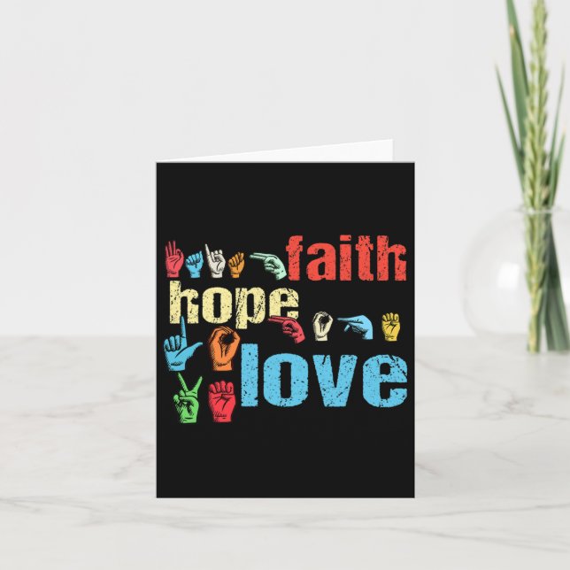 Tarjeta Asl Faith Hope Love American Rótulo Language Chris (Anverso)