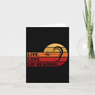 Tarjeta Asl Live Love Lip Leer Rótulo Lenguaje Sordo Consc