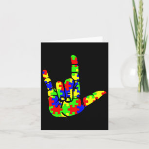 Tarjeta Asl Love Hand Rótulo Language Puzzle Autism Awarts