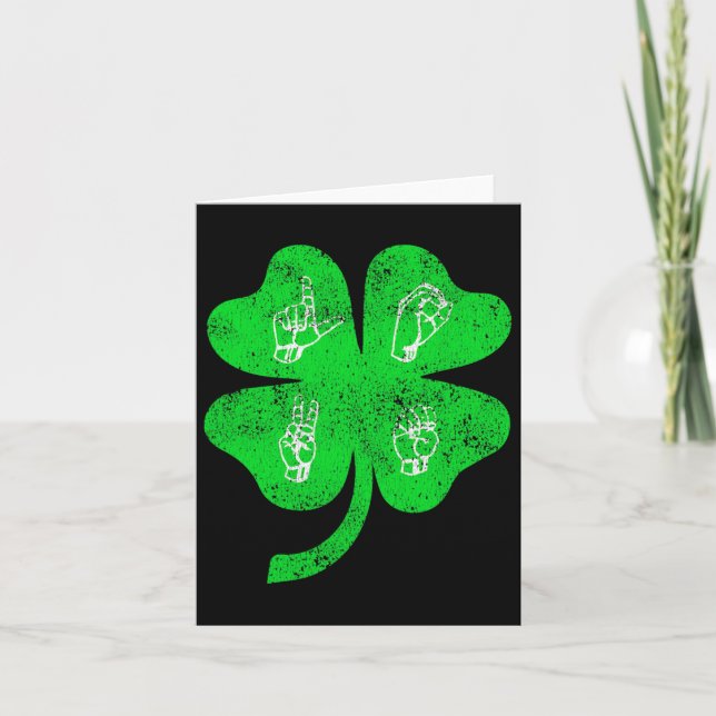 Tarjeta Asl Love Rótulo Language St Patrick's Day Deaf Awa (Anverso)