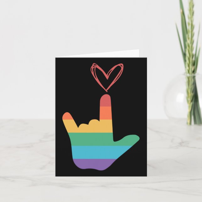 Tarjeta Asl Rainbow Love Symbol Deaf (Anverso)