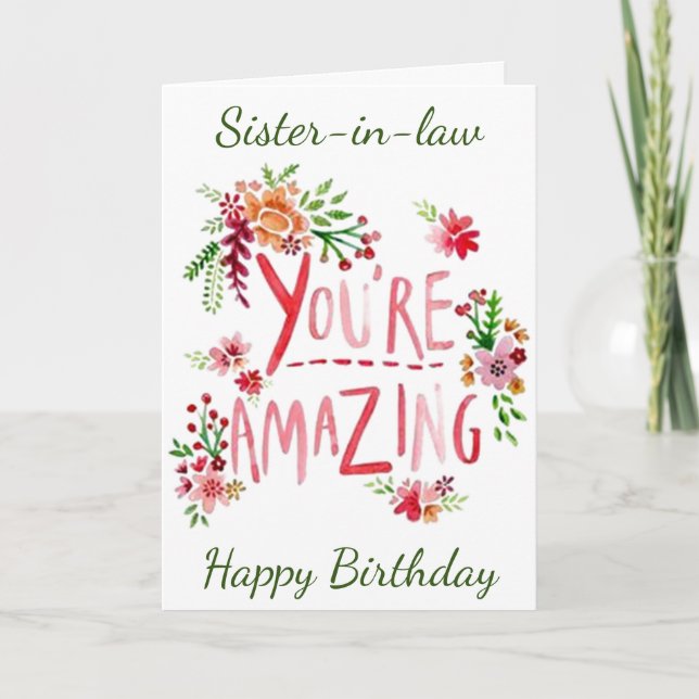 TARJETA ASOMBROSA HERMANA EN SU CARTA DE CUMPLEAÑOS (Anverso)