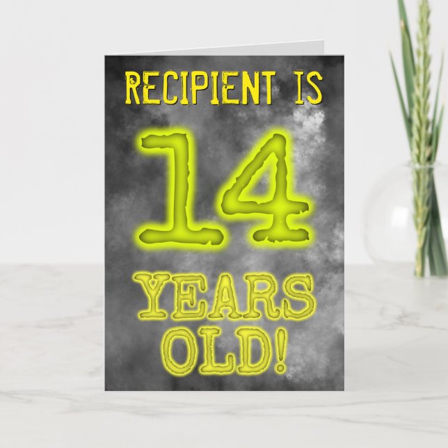 Tarjeta Asombroso Aspecto de Aura "¡14 AÑOS!" + Nombre (Anverso)
