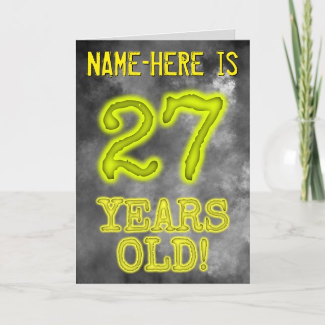 Tarjeta Asombroso Aspecto de Aura "¡27 AÑOS!" + Nombre (Anverso)