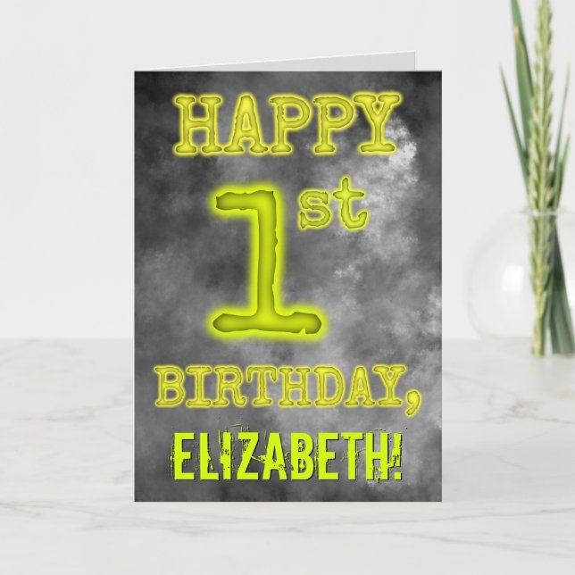 Tarjeta Asombroso aspecto de Aura FELIZ PRIMER CUMPLEAÑOS (Anverso)