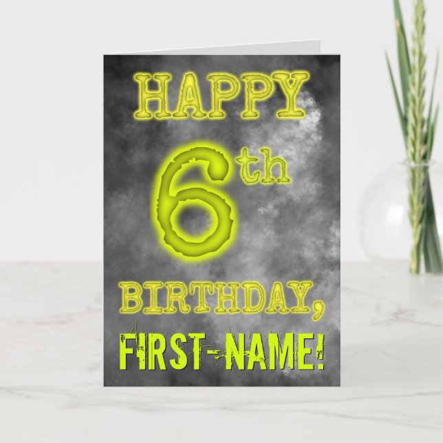 Tarjeta Asombroso Aura luce FELIZ 6º CUMPLEAÑOS (Anverso)