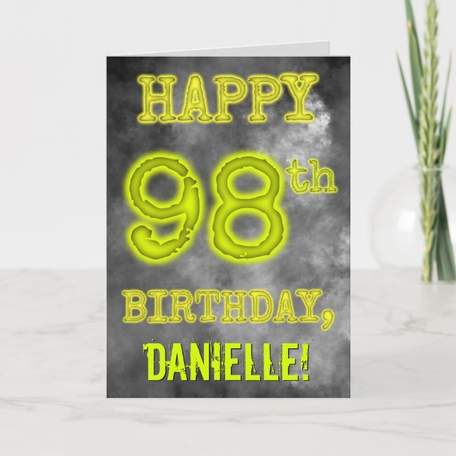 Tarjeta Asombroso Aura luce FELIZ 98º CUMPLEAÑOS (Anverso)