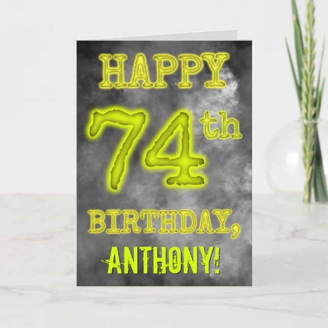 Tarjeta Asombroso Aura luce FELIZ CUMPLEAÑOS 74 (Anverso)