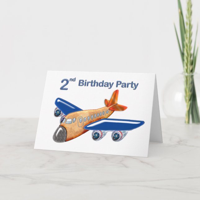 Tarjeta Asombroso segundo cumpleaños del avión (Anverso)