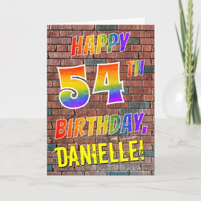 Tarjeta Aspecto Arcoíris Inspirado en Grafitis FELIZ CUMPL (Anverso)