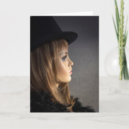 Tarjeta Aspecto de Punk 6341-2-Redhead con sombrero superi