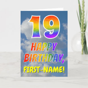 Tarjeta Aspecto del arcoiris "19" y "FELIZ CUMPLEAÑOS", nu