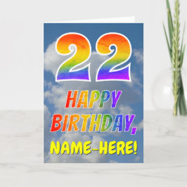 Tarjeta Aspecto del arcoiris "22" y "FELIZ CUMPLEAÑOS", nu