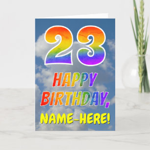 Tarjeta Aspecto del arcoiris "23" y "FELIZ CUMPLEAÑOS", nu