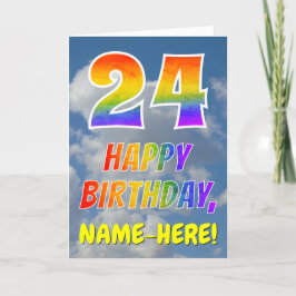 Tarjeta Aspecto del arcoiris "24" y "FELIZ CUMPLEAÑOS", nu