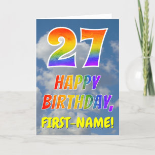 Tarjeta Aspecto del arcoiris "27" y "FELIZ CUMPLEAÑOS", nu
