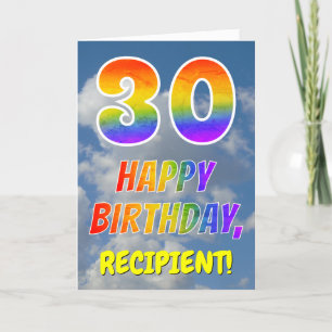 Tarjeta Aspecto del arcoiris "30" y "FELIZ CUMPLEAÑOS", nu