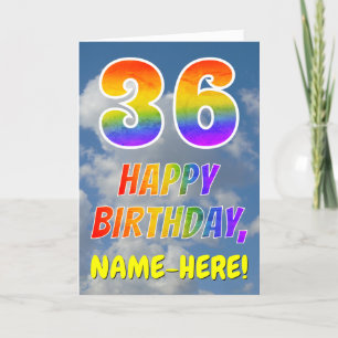 Tarjeta Aspecto del arcoiris "36" y "FELIZ CUMPLEAÑOS", nu