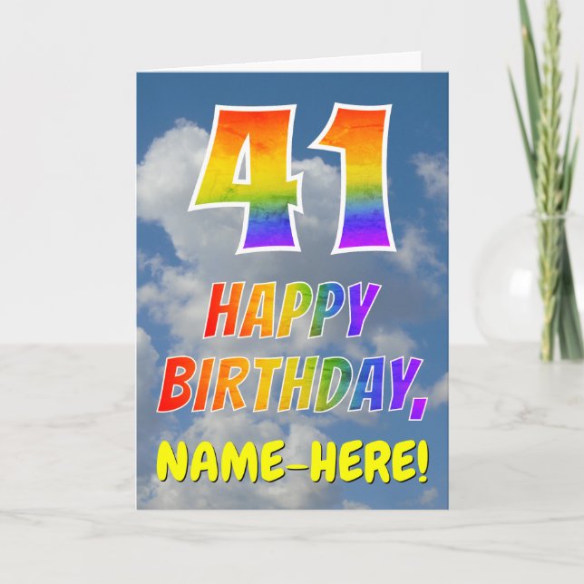 Tarjeta Aspecto del arcoiris "41" y "FELIZ CUMPLEAÑOS", nu (Anverso)