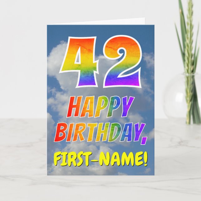 Tarjeta Aspecto del arcoiris "42" y "FELIZ CUMPLEAÑOS", nu (Anverso)