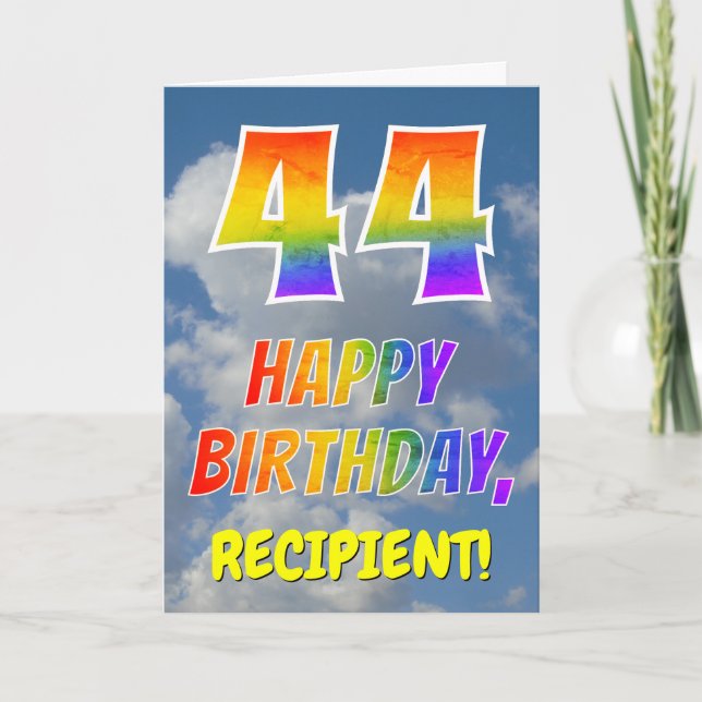 Tarjeta Aspecto del arcoiris "44" y "FELIZ CUMPLEAÑOS", nu (Anverso)