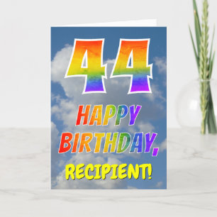 Tarjeta Aspecto del arcoiris "44" y "FELIZ CUMPLEAÑOS", nu