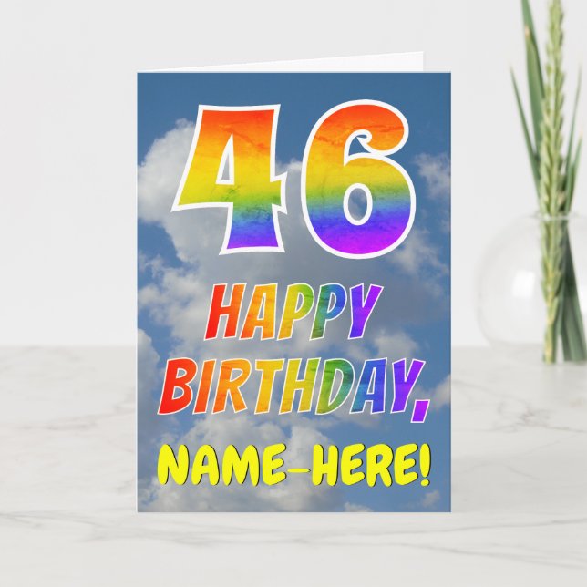 Tarjeta Aspecto del arcoiris "46" y "FELIZ CUMPLEAÑOS", nu (Anverso)