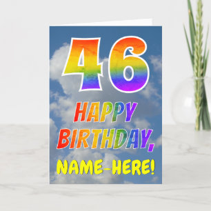 Tarjeta Aspecto del arcoiris "46" y "FELIZ CUMPLEAÑOS", nu