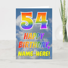 Tarjeta Aspecto del arcoiris "54" y "FELIZ CUMPLEAÑOS", nu